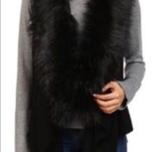 Micheal Kors Black Faux Fur Trim Sweater Vest